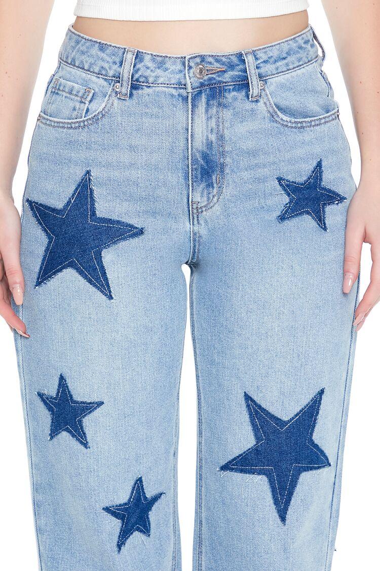 Yıldız Yamalı Straight Jean Pantolon