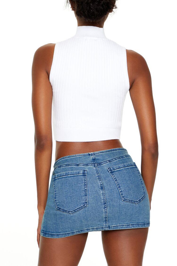 Yarım Fermuarlı Yaka Crop Bluz