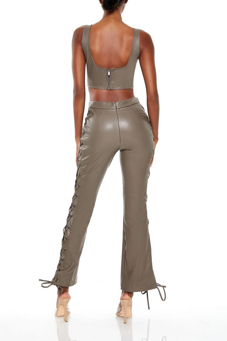 Suni Deri Bootcut Pantolon