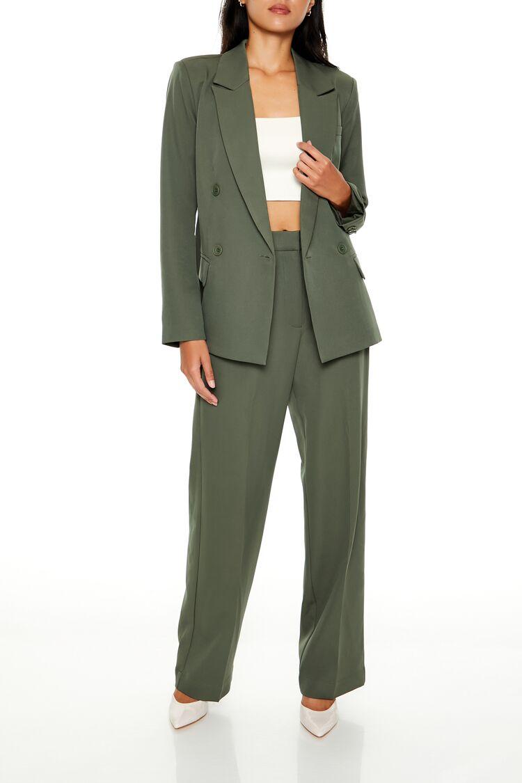 Blazer Ceket ve Wide-Leg Pantolon Takımı