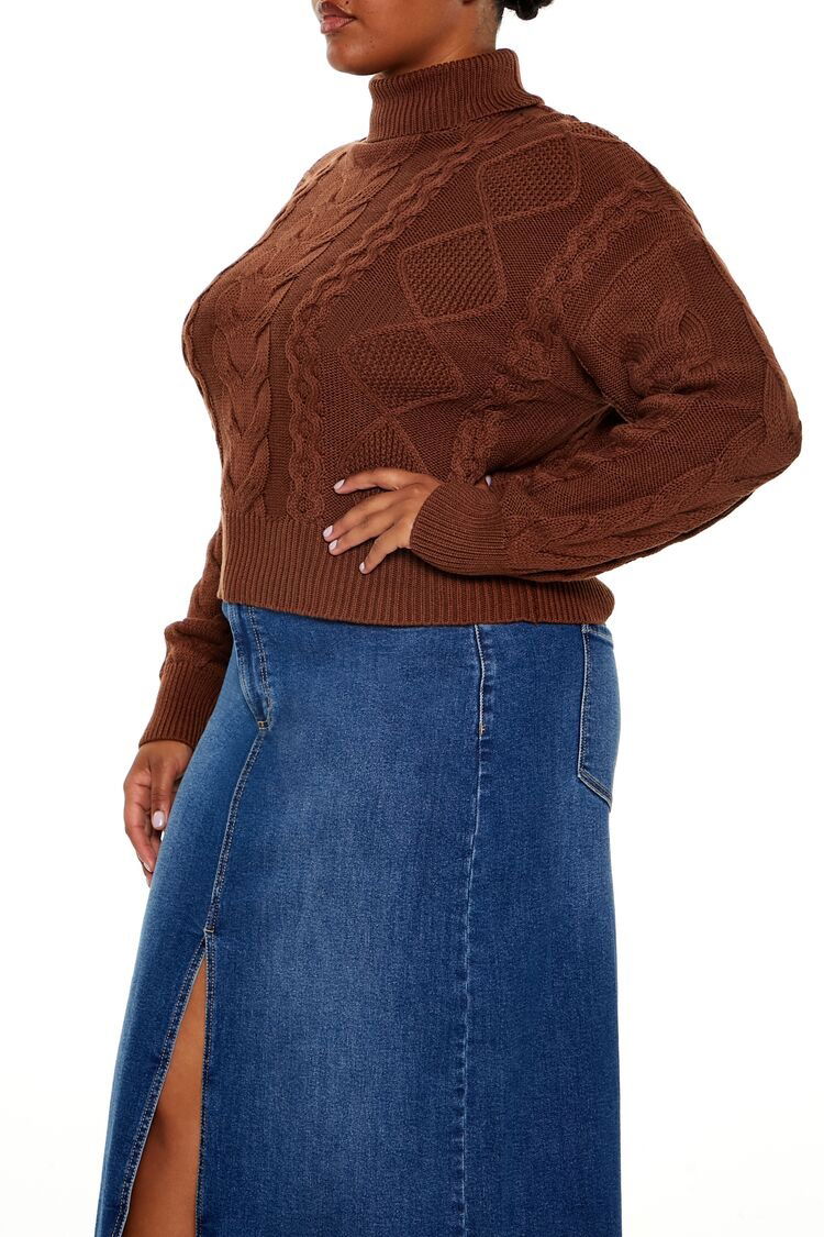 Plus Size Örgü Desenli Kazak